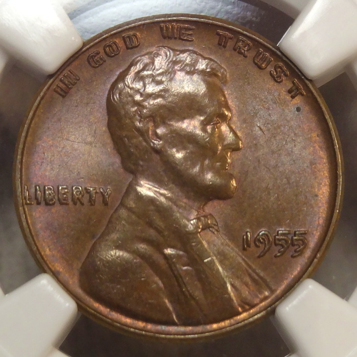 1955 Lincoln Cent, Doubled Die, NGC/CAC MS-64BN