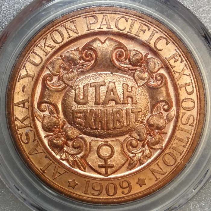 HK-359, Utah Exhibit Medal, 1909 A-Y-P Exposition, Gem BU PCGS MS-66, Top Pop