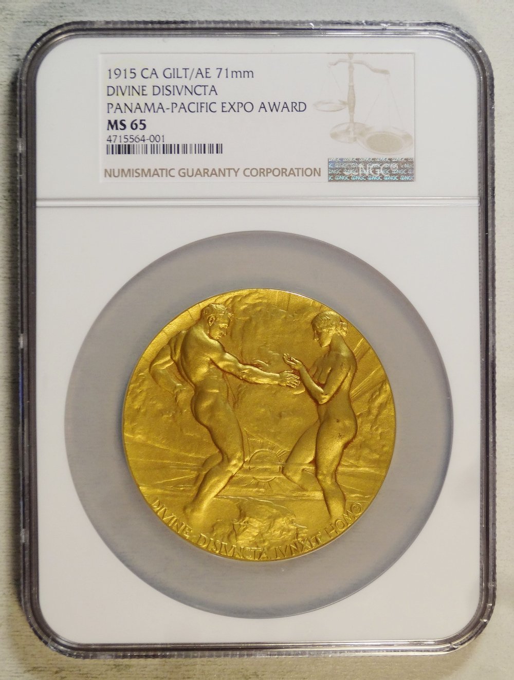 1915 Panama-Pacific Exposition Gold Award Medal, Gem BU, NGC MS-65