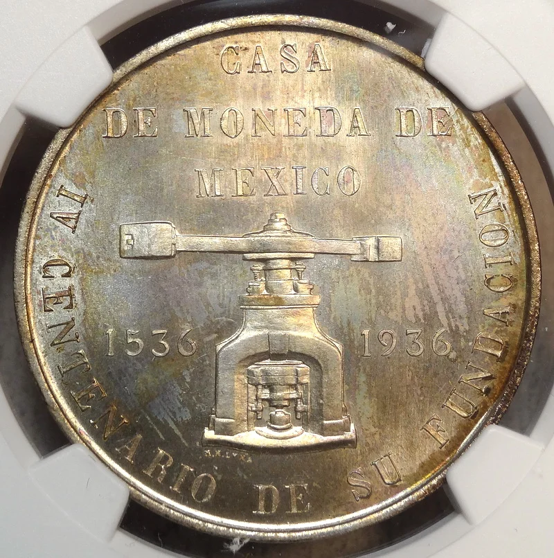 1936 Mexico Mint 400th Anniversary, Silver, Gem BU NGC MS-66, RARE