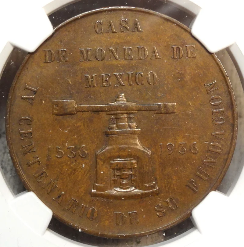 1936 Mexico Mint 400th Anniversary, Bronze, Uncirculated