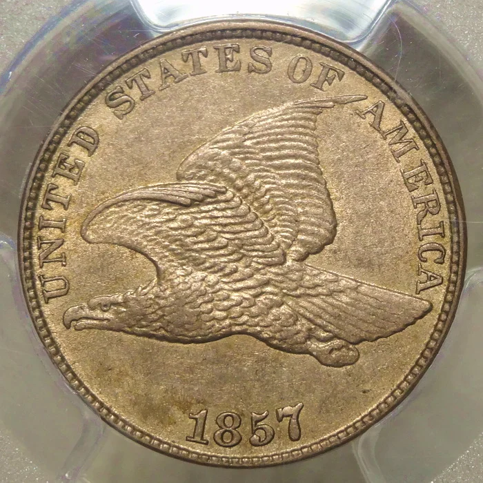 1857 Flying Eagle Cent, PCGS/CAC AU-58, Original