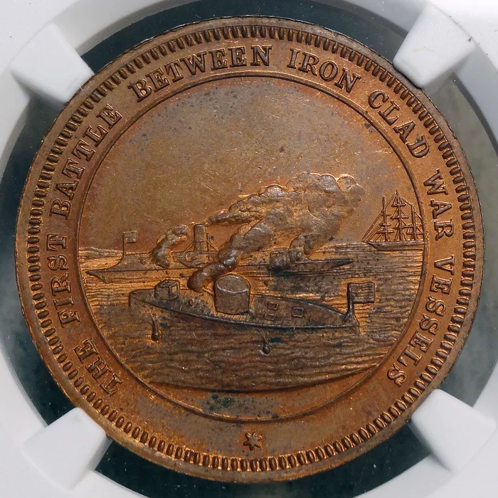 Iron Clads First Battle, 1862 Commemorative Token, Schenkman MM4