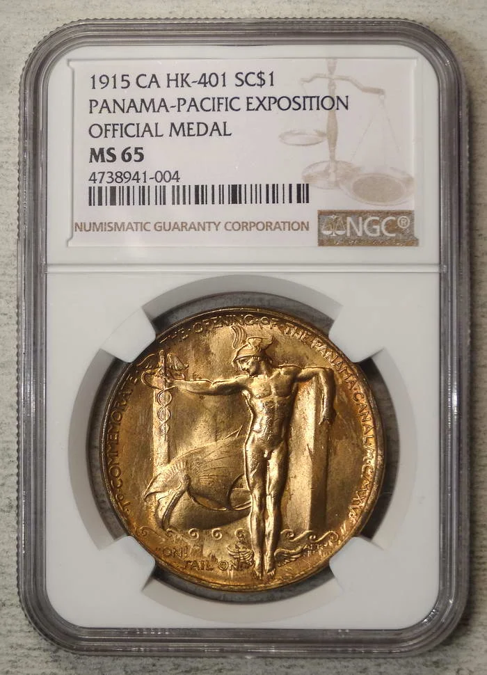 Official Medal 1915 Panama-Pacific Exposition, NGC MS-65, Original