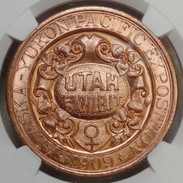 HK-359, Utah Exhibit Medal, 1909 A-Y-P Exposition, Gem BU NGC MS-66