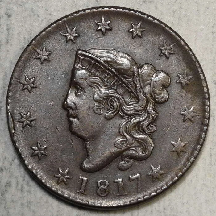 1817 Coronet Head Large Cent, Almost Uncirculated Details, Good Planchet