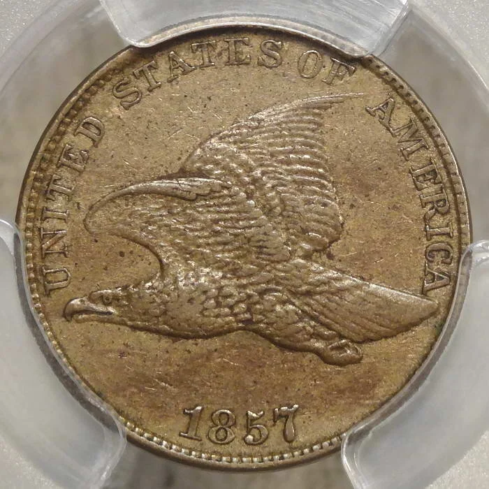 1857 Flying Eagle Cent, Doubled Die Obverse, Snow-4, PCGS XF-45