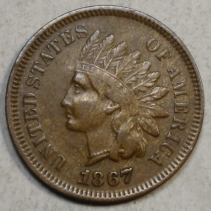 1867 Indian Cent, Repunched Date 67/67, Snow-1, Original Fine+
