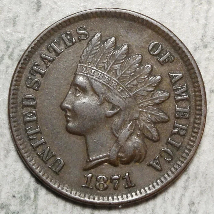 1871 Indian Cent, Choice Extremely Fine