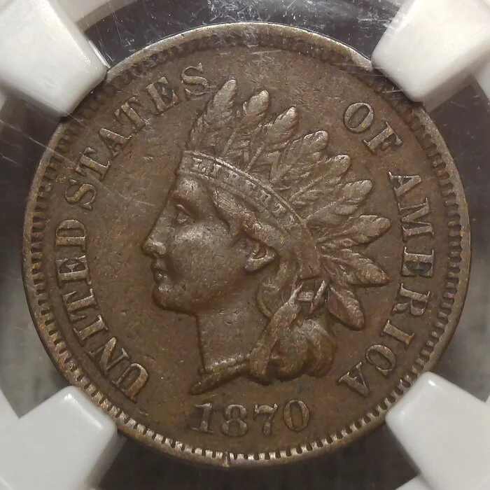 1870 Indian Cent, FS-303, Pickax Variety, NGC XF-40