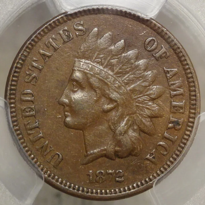 1872 Indian Cent, Extremely Fine PCGS XF-40, Scarce