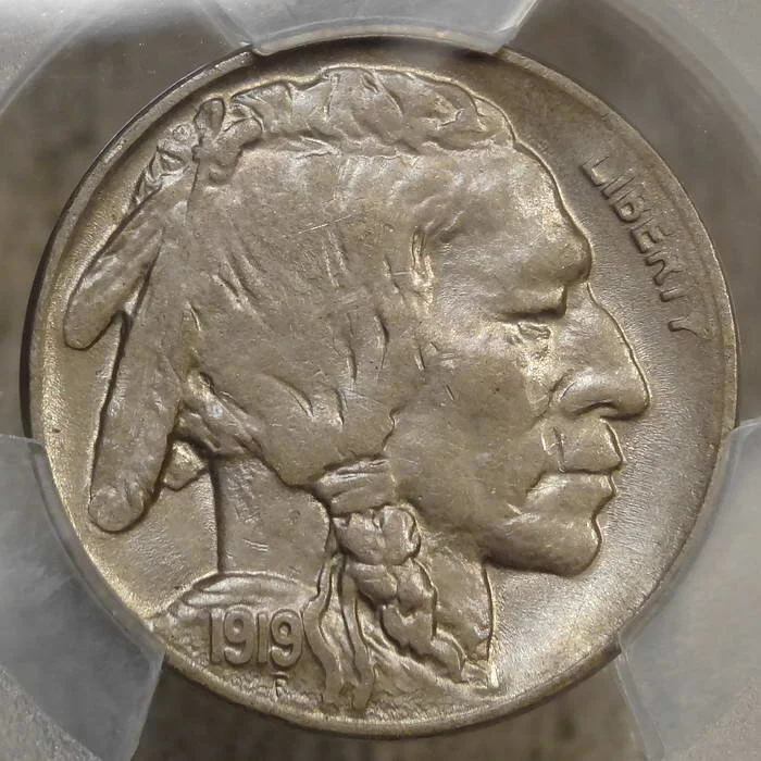 1919-D Buffalo Nickel, Choice Almost Uncirculated, PCGS AU-58, Rare