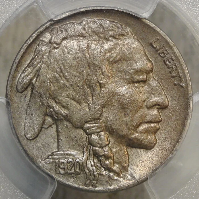 1920-D Buffalo Nickel, Choice Uncirculated PCGS MS-62, Retained Cud