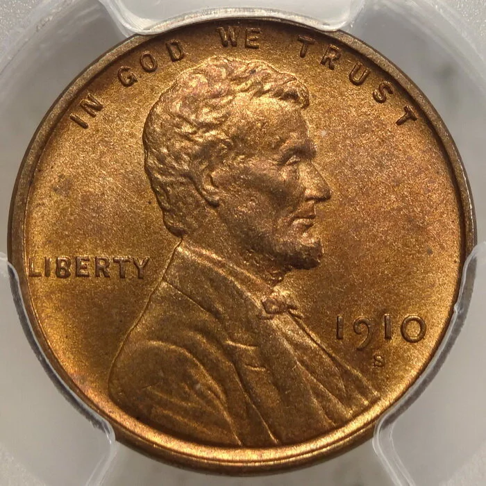 1910-S Lincoln Cent, Gem Uncirculated, PCGS/CAC MS-65RB