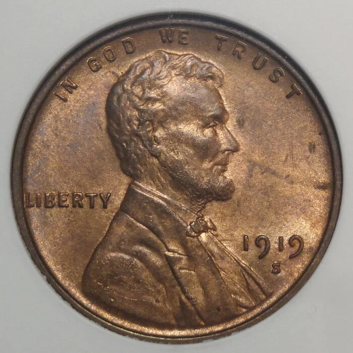 1919-S Lincoln Cent, MS-64RB, Old ANACS Mini Slab