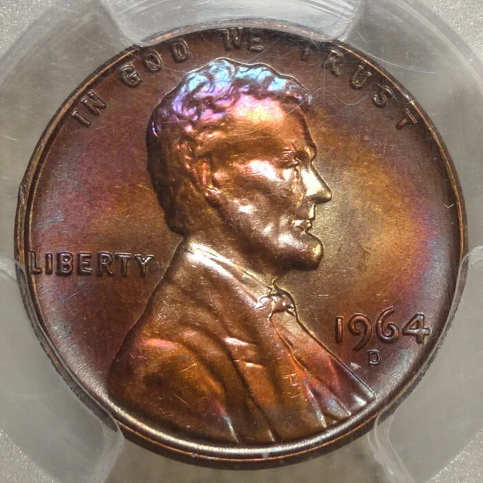 1964-D Lincoln Cent, Gem Uncirculated PCGS MS-65RB, Spectacular Color