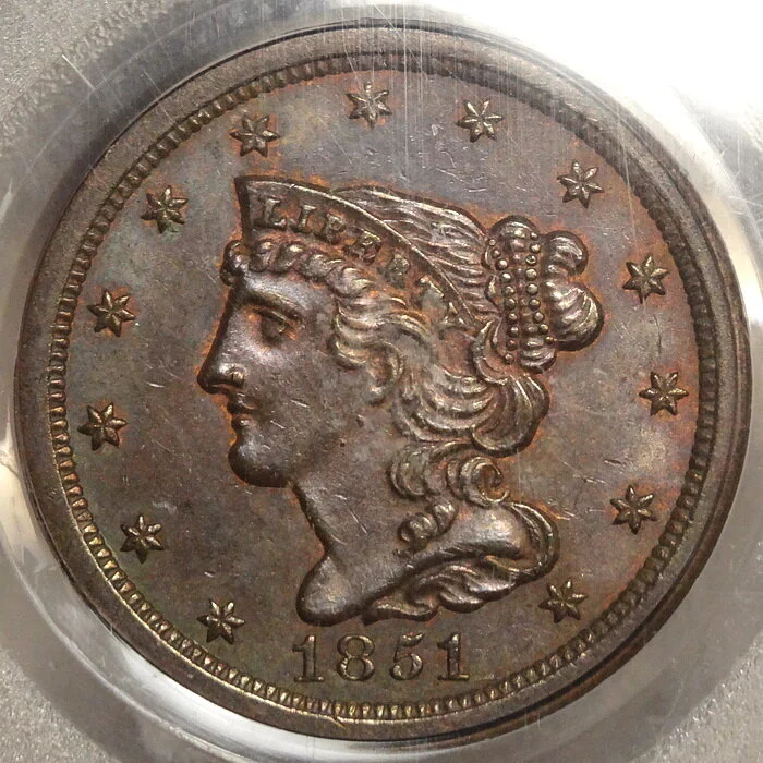 1851 Half Cent, Choice Uncirculated, PCGS/CAC MS-63