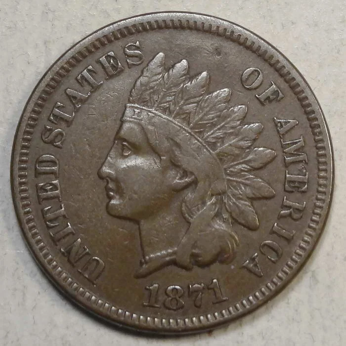 1871 Indian Cent, Problem Free Fine, Better Date