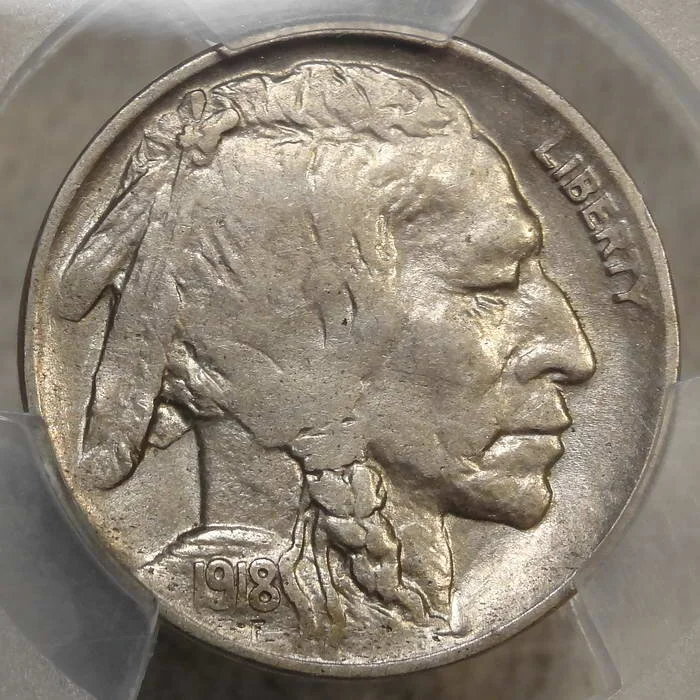1918-D Buffalo Nickel, Almost Uncirculated, PCGS AU-50