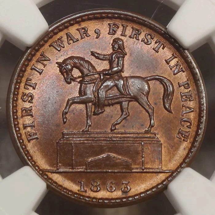 Civil War Token, First In War, George Washington, Gem NGC MS-65RB