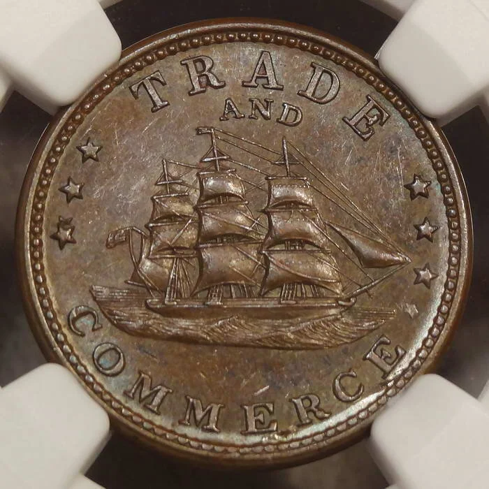 Civil War Token 259/445, Trade &amp; Commerce, NGC MS-64BN, Scarce