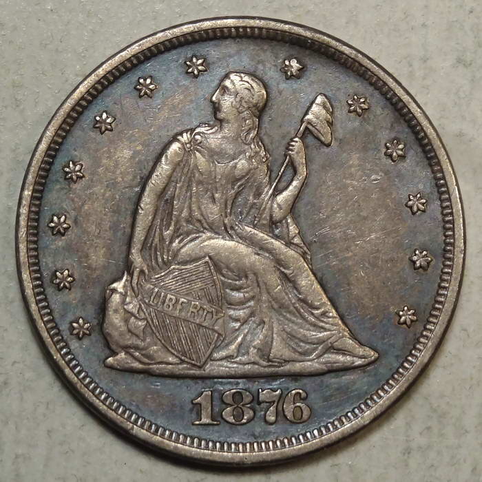 1876 Twenty Cent Piece, Almost Uncirculated, Scarce
