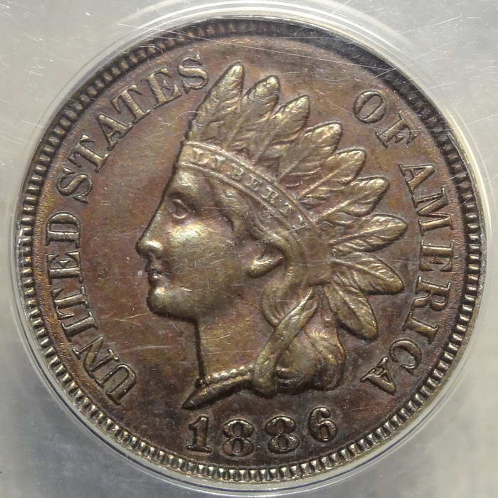 1886 Indian Cent, Type 2, Choice Almost Uncirculated