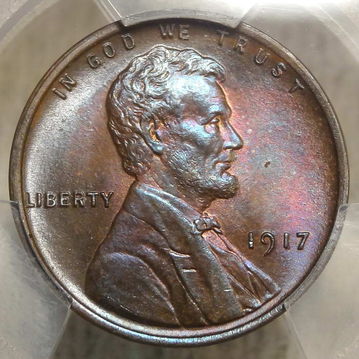 1917 Lincoln Cent, PCGS/CAC MS-64BN, Great Color!