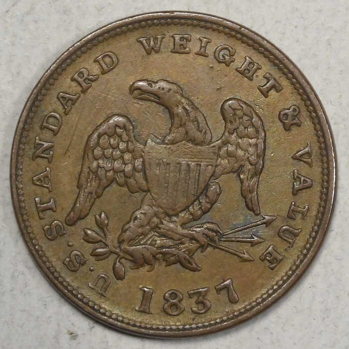 1837 Half Cent Token, HT-73, Private Convenience Issue