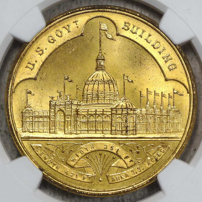 HK-155, 1893 World's Columbian Expo Official Medal, Small Letters, NGC MS-65