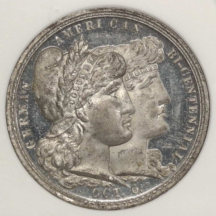 HK-597, 1883 German-American Bicentennial, Gem BU NGC MS-65DPL, TOP POP