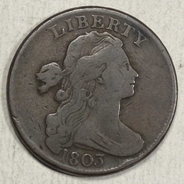 1803 Draped Bust Large Cent, Small Date, Large Fraction, Very Good+