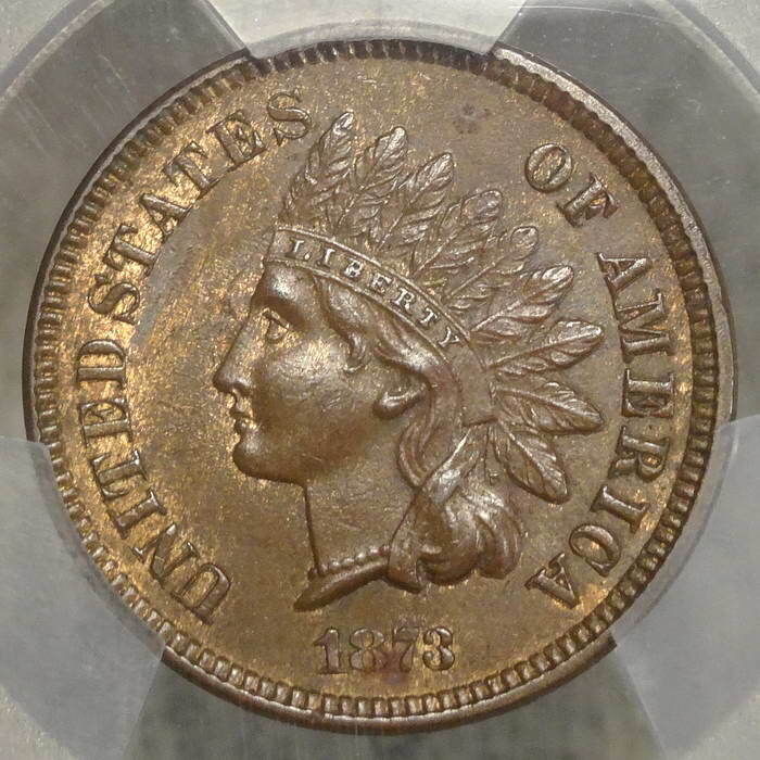 1873 Indian Cent, Close 3, Closed 3, PCGS/CAC MS-62BN, UNIQUE at CAC, POP 1!