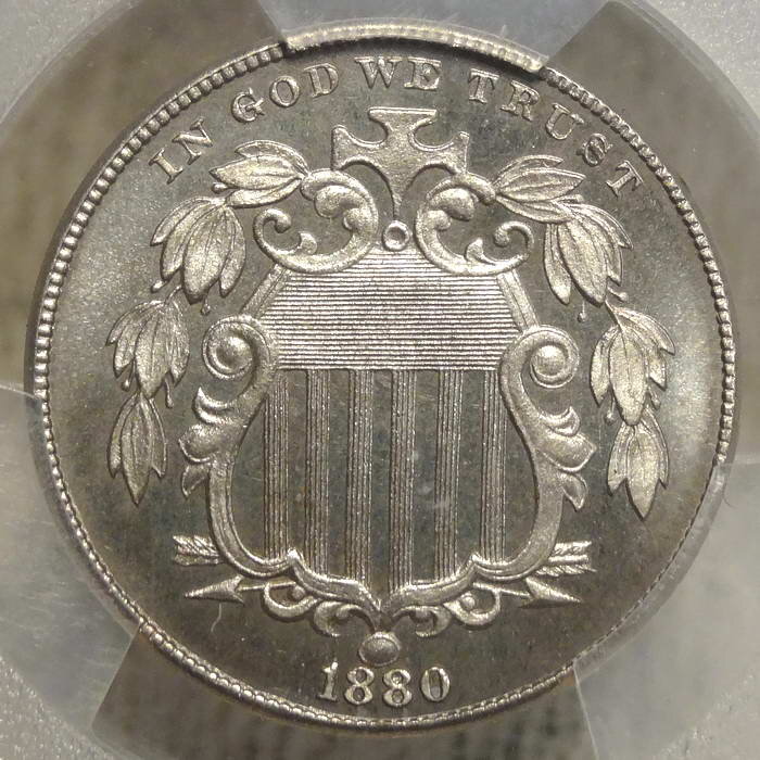 1880 Shield Nickel, Superb Gem Proof PCGS/CAC PR-67, Rare