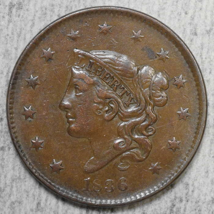 1836 Coronet Head Large Cent, Extremely Fine, Newcomb-4, LDS 
