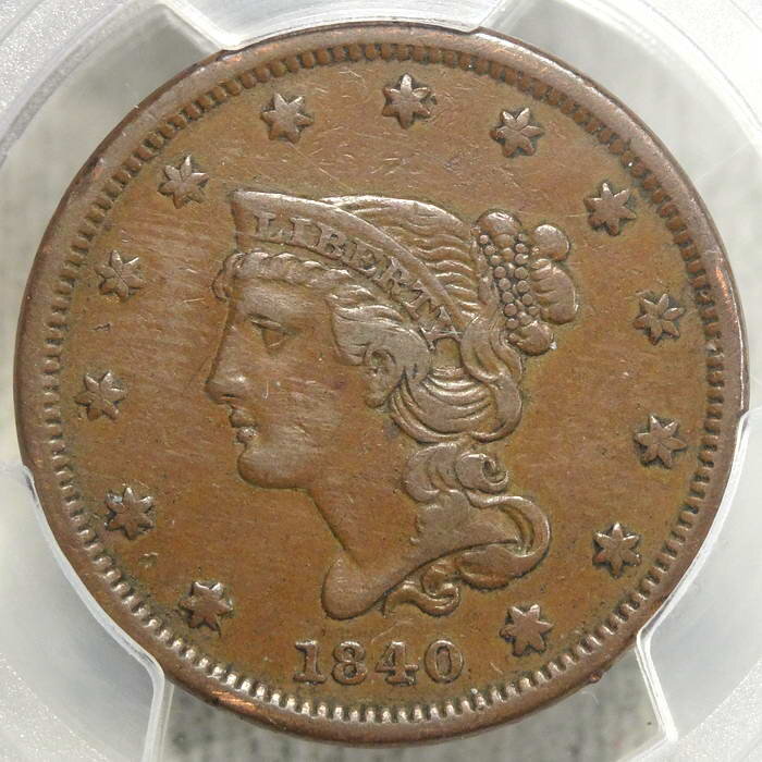 1840 Braided Hair Large Cent, Small Date, Choice Very Fine, PCGS VF-30