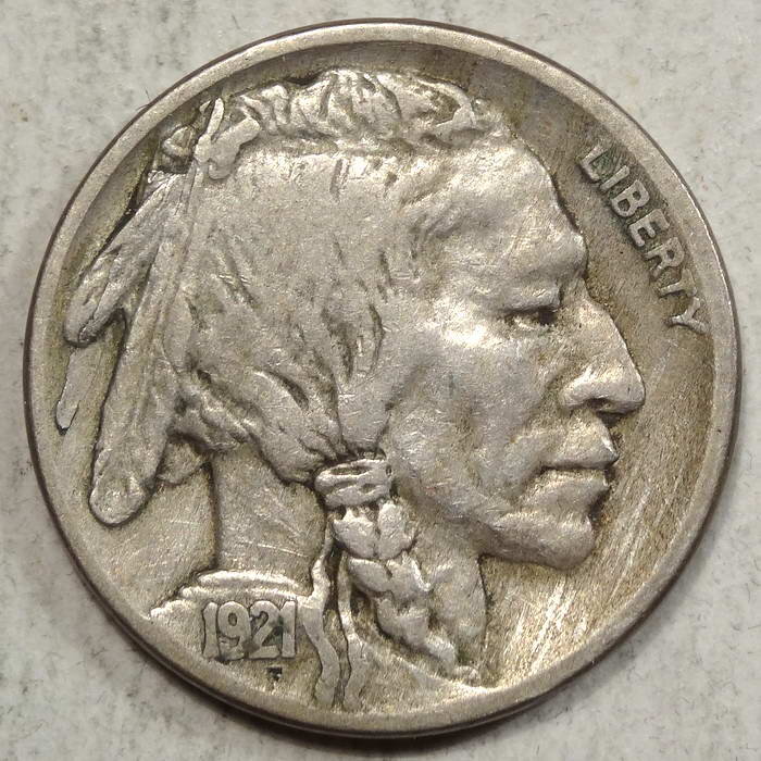 1921-S Buffalo Nickel, Mid Grade Semi Key Date, Very Tough