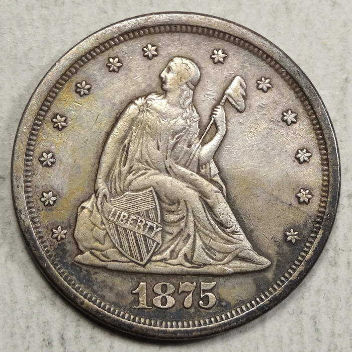 1875-S Twenty Cent Piece, Almost Uncirculated, High Grade Type Coin 