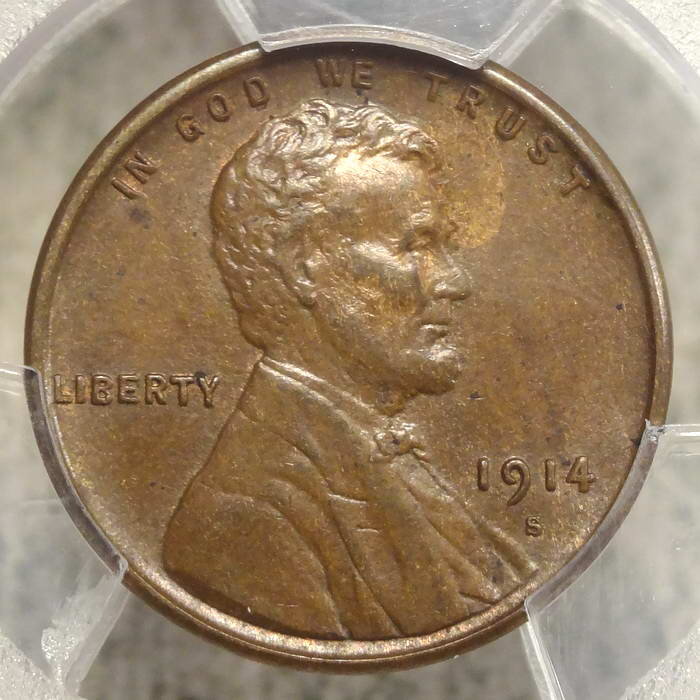 1914-S Lincoln Cent, PCGS AU-58, Scarcer