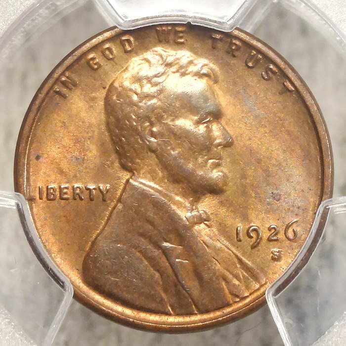 1926-S Lincoln Cent, PCGS MS-63RB, Scarce with Any Red Showing