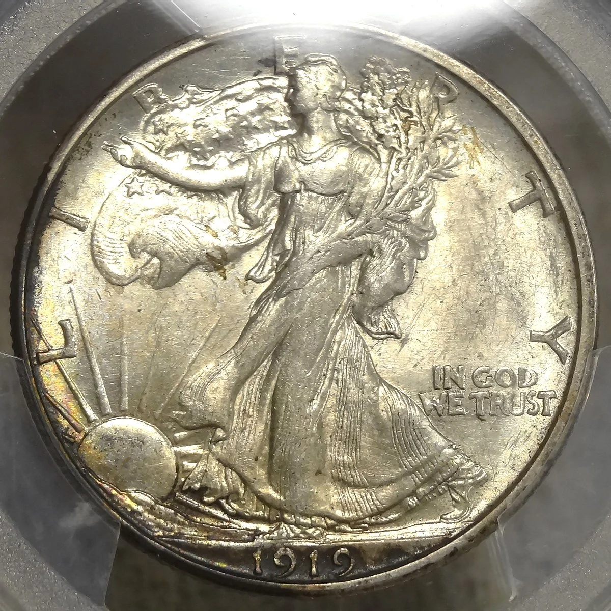 1919-S Walking Liberty Half Dollar, Key Date, PCGS AU-55, Flashy Luster