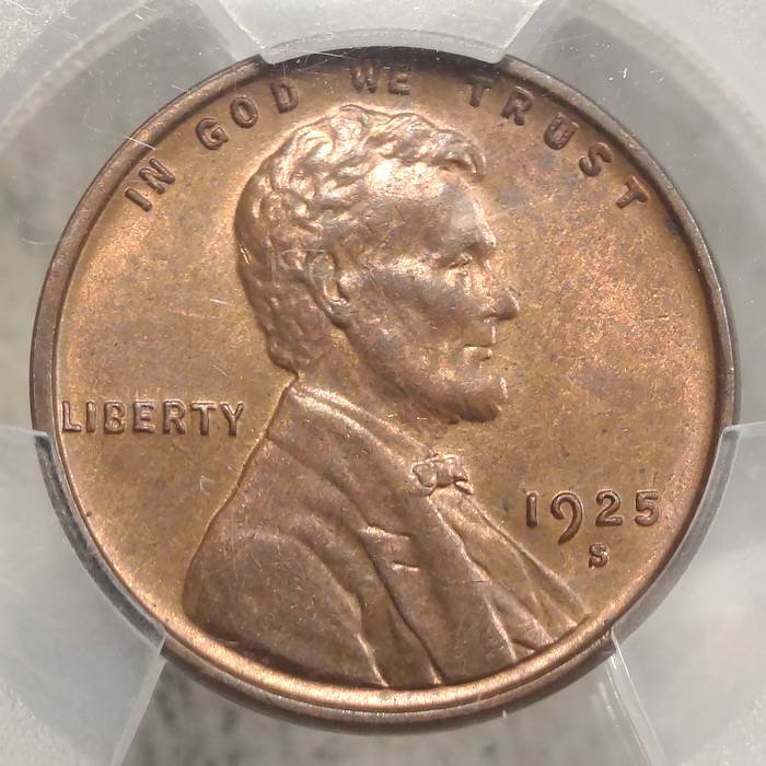 1925-S Lincoln Cent, PCGS MS-63RB, Scarce