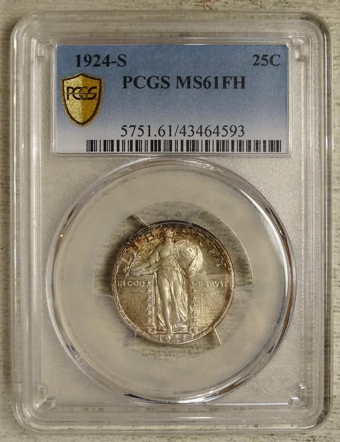 1853 ベルギー　10セント　未使用− 希少 PCGS 1924-S Standing Liberty Quarter, PCGS MS-61FH, Rare