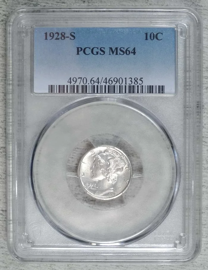 thumbnail image 2 of 1928-S Mercury Silver Dime – VG+ Condition, 90% Silver, San Francisco Mint 2 of 6