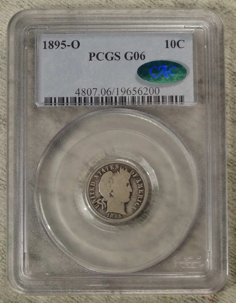 1895-O Barber Dime, Good+, PCGS/CAC Good-6