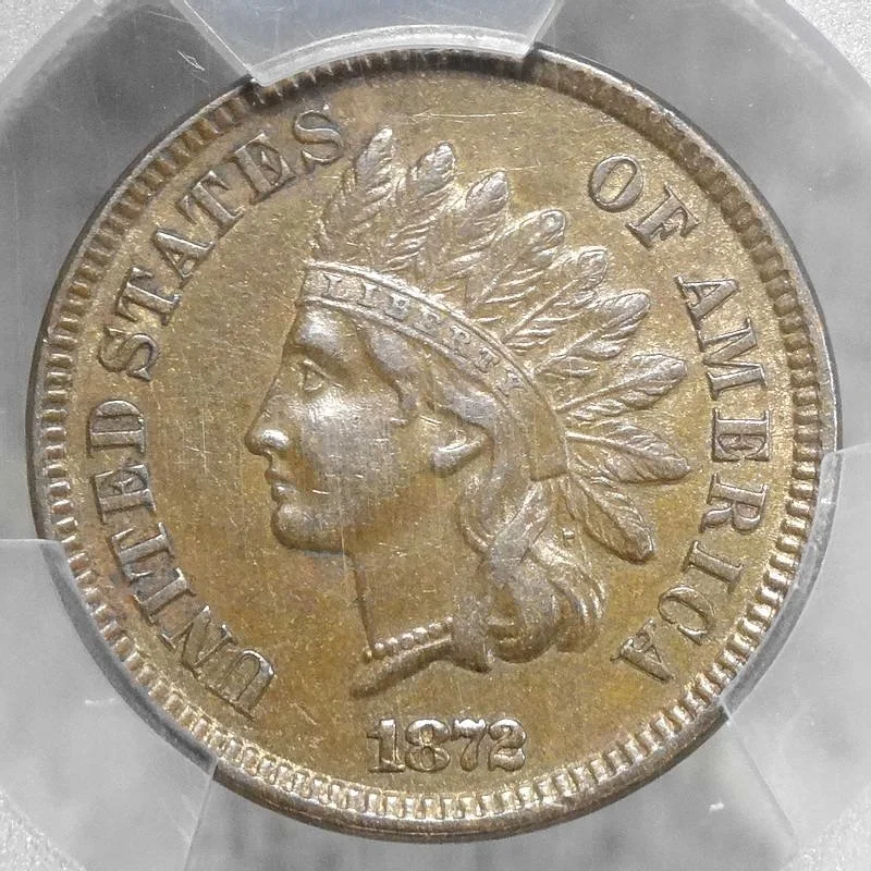 1872 Indian Cent PCGS/CAC AU-55, Snow-11