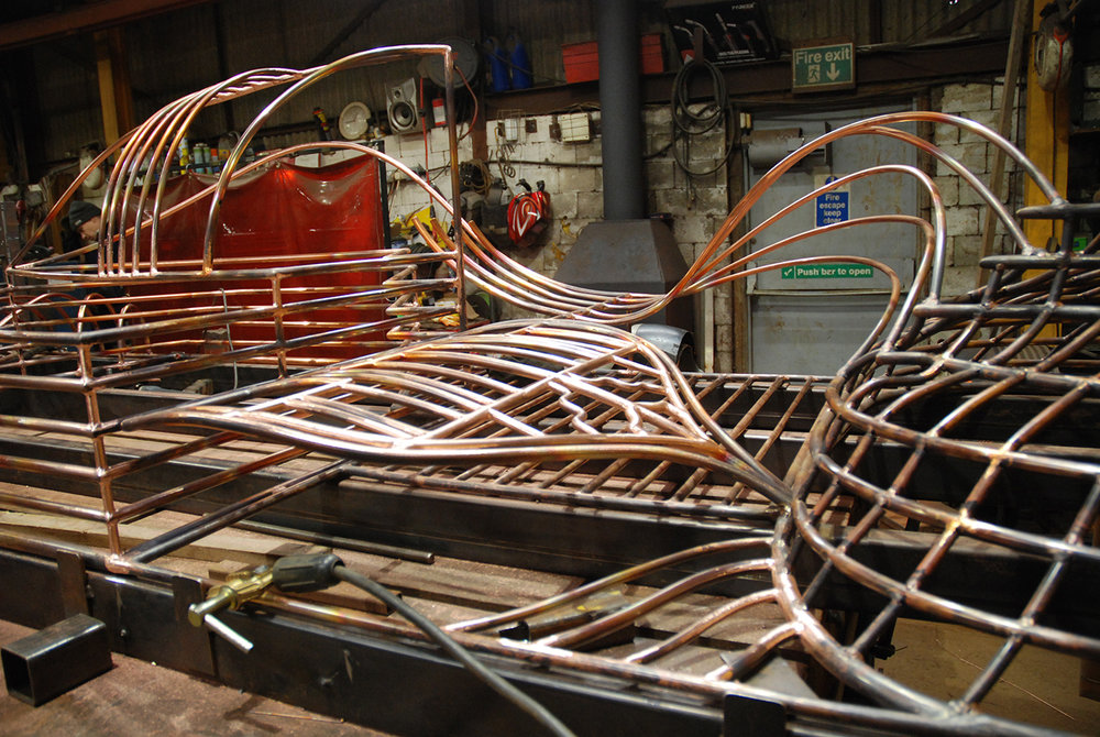 Copper Sculpture by Rebecca Gouldson under fabrication by Art Fabrications www.rebeccagouldson.co.uk