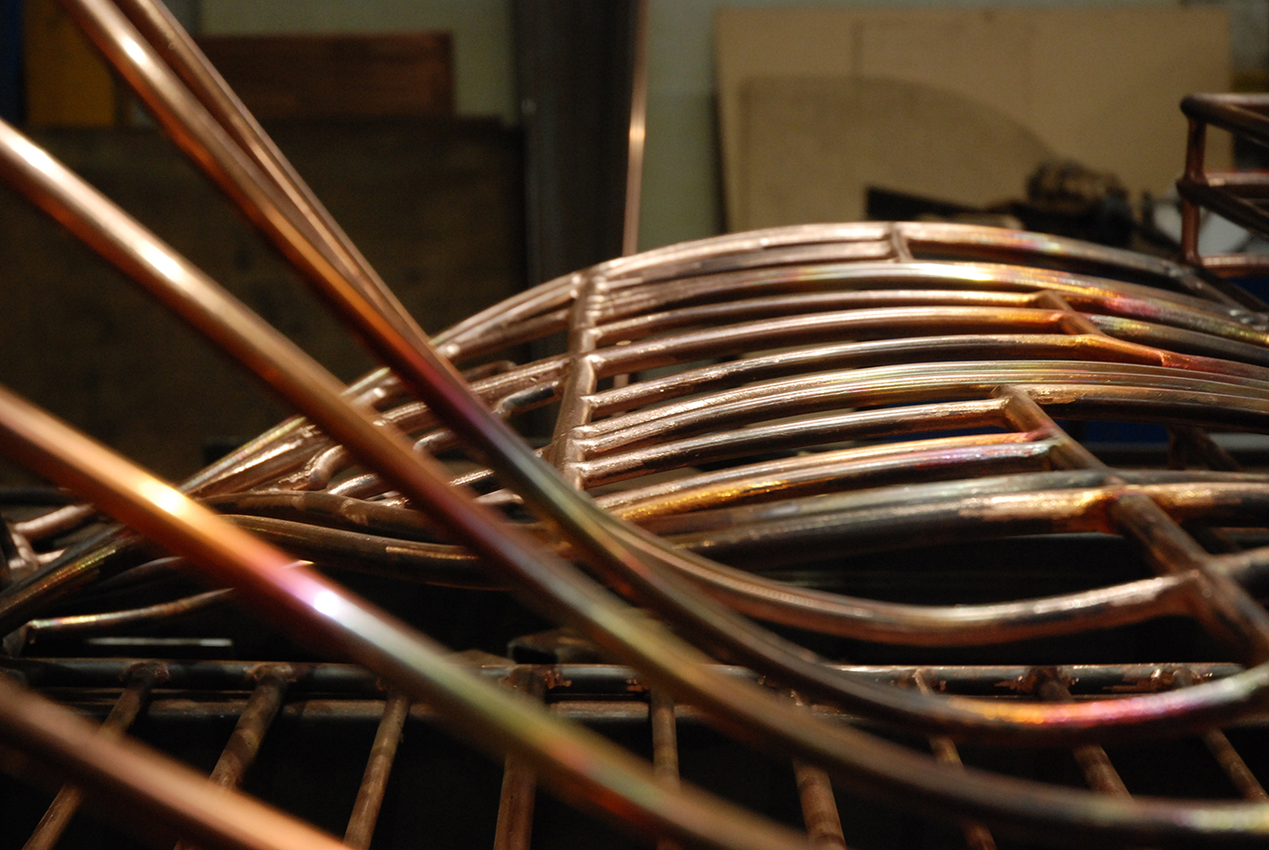 Copper Sculpture by Rebecca Gouldson under fabrication by Art Fabrications www.rebeccagouldson.co.uk