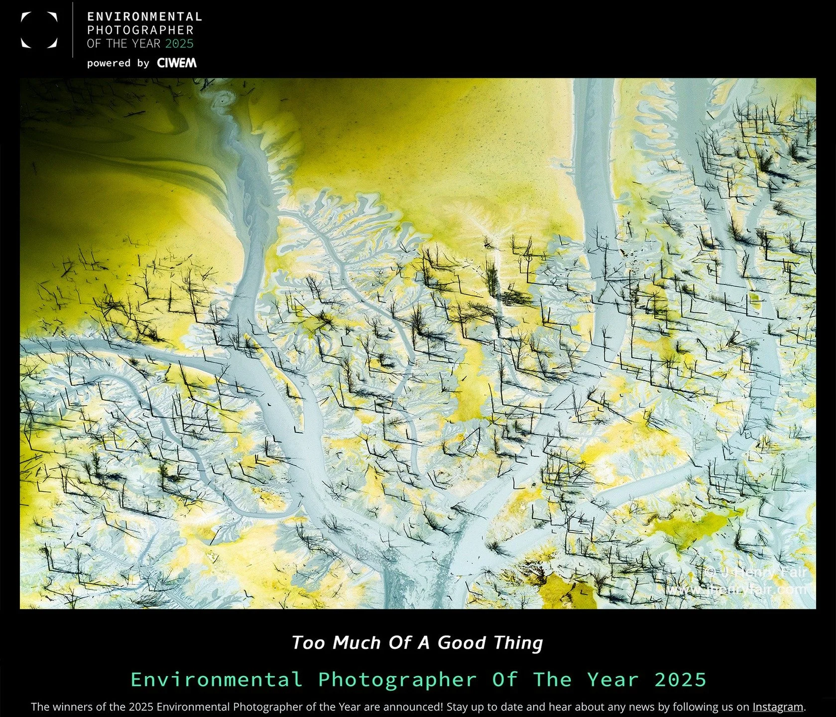 I am so honored to have been warded the 2025 Environmental Photographer of the Year award from @ciwem_epoty for my photograph "Too Much Of A Good Thing"
This is a photo of a phosphate mine on the Suwannee River in Florida.
Though essential 