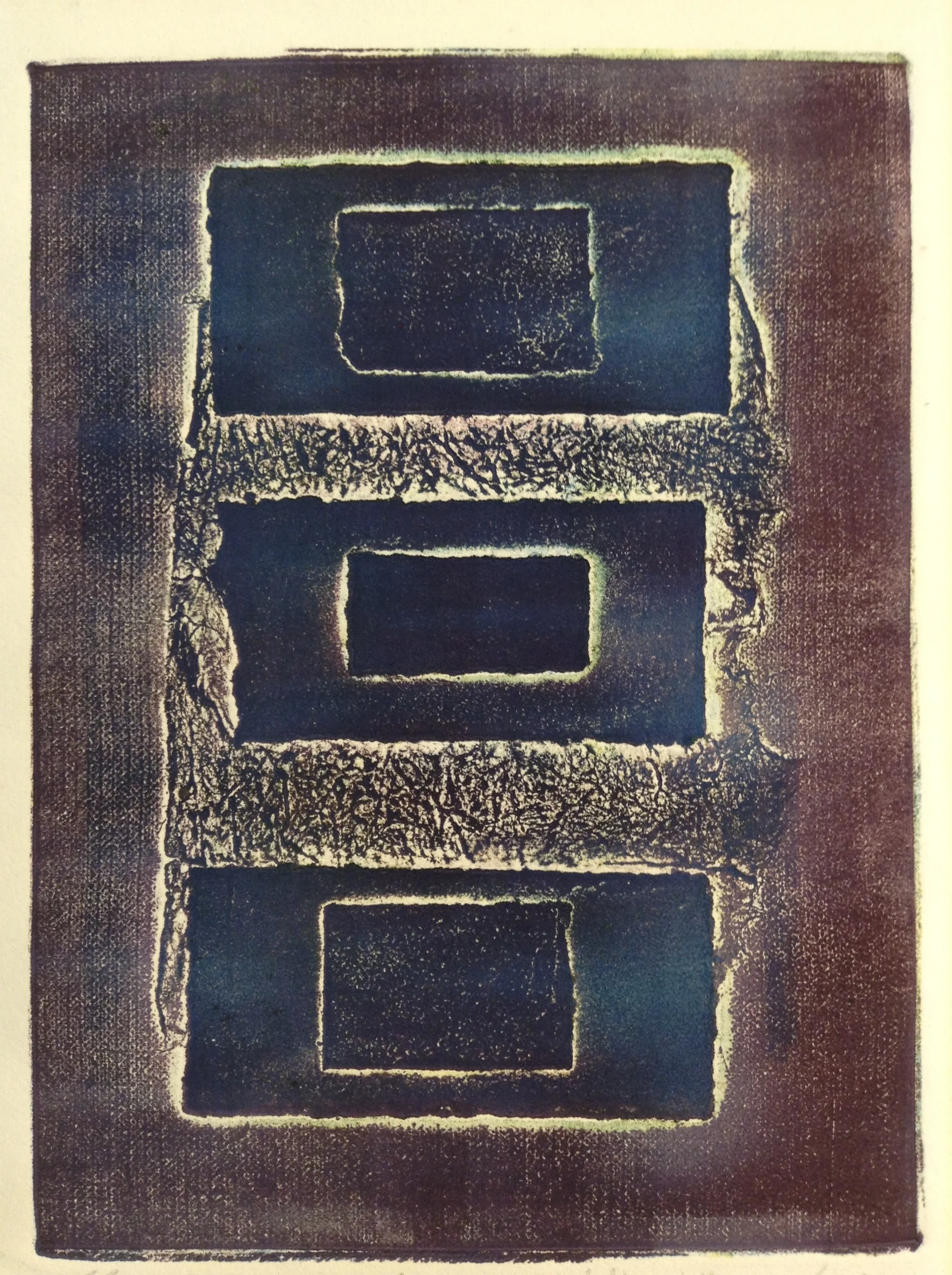  “Quiet Three”  Block Print  1/1  4x6  2001 